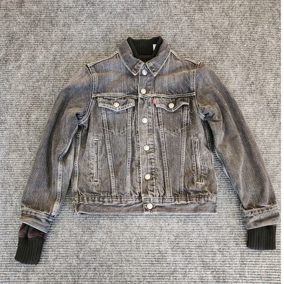 Vintage Levis Youth M Trucker Jacket Knit Collar & Cuffs - Picture 2 of 11